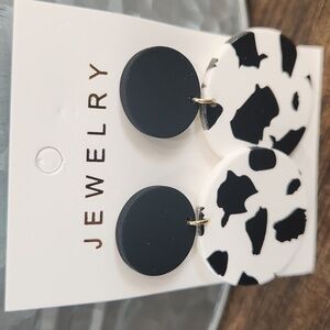 Black and White Cow Print Earrings
